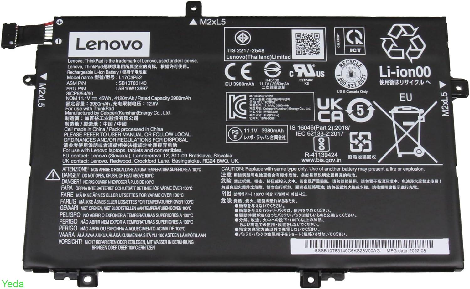 485Q סוללה למחשב נייד BATTERY ThinkPad L15 Gen 2 LENOVO, מק"ט BL485 – תמונה 1